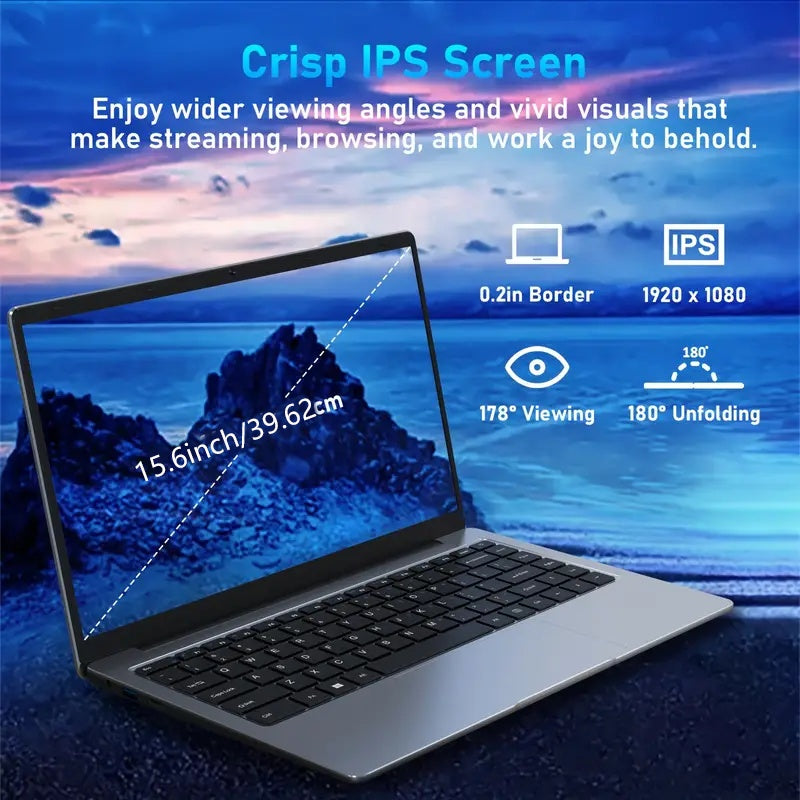 Portátil 16GB RAM DDR4 y SSD SATA-PCIE de 1TB, Intel N95 hasta 2.4 GHz, Pantalla IPS FHD de 15.6", Teclado con Retroiluminación