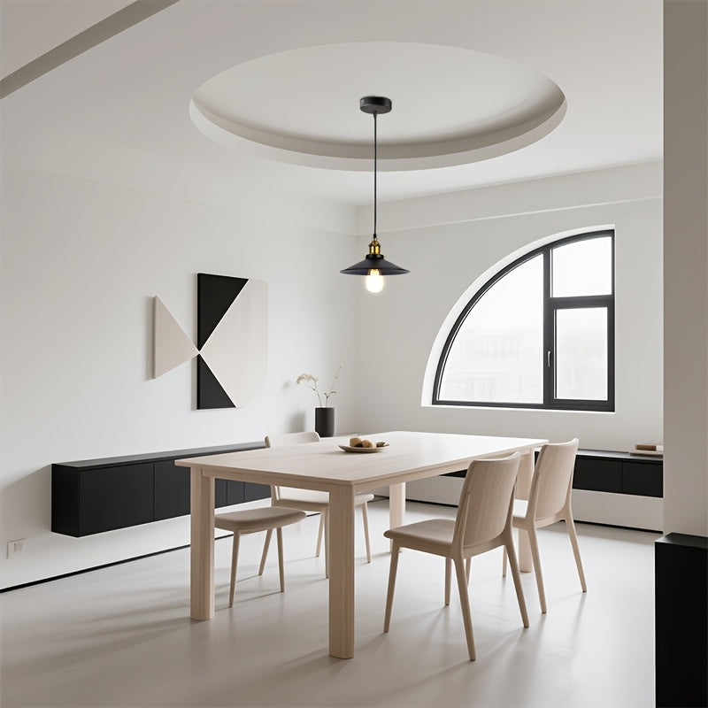 1pc, Lámpara Colgante Industrial, Lámpara de Granja con Pantalla Metálica en Forma de Cono , Luz Suspendida para Pasillo, Comedor o Sala, Compatible con Bombillas E26 (Bombilla No Incluida)