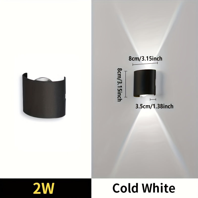 Lámpara de pared LED moderna, 2W, 85-265V, para interior y exterior, jardín o patio, con hardware de instalación, montaje semiempotrado, plástico negro, desmontable, sin batería, iluminación para patio | Lámpara de pared elegante | Luz LED moderna, luces
