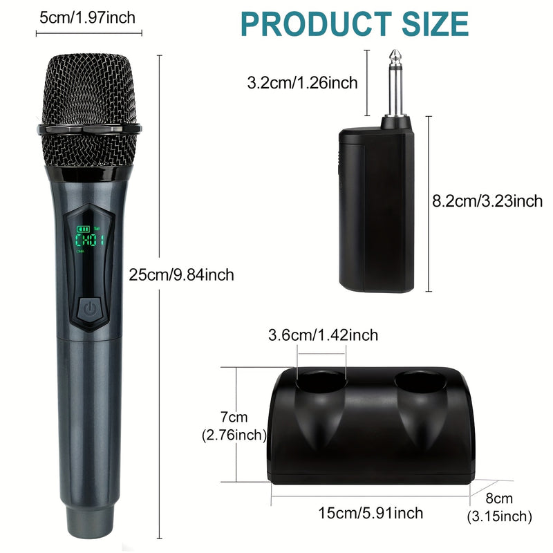 Micrófono condensador Heikuding 108 gris/oro con batería recargable, conector XLR de 6,35 mm y jack TRS de 3,5 mm, clip/soporte/poder fantasma, doble alimentación USB/batería, base antideslizante incluida, micrófono profesional para estudio y podcasting,