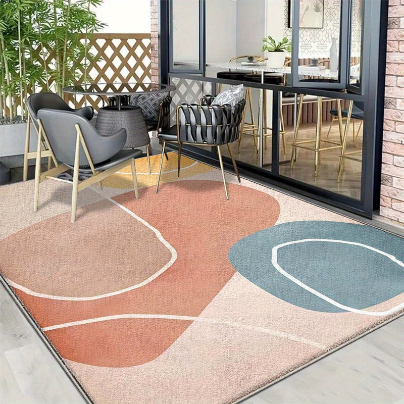 Alfombra de Exterior Ultra Suave y Antideslizante con Estilo Francés en Tono Crema, 853g/m², Decoración Elegante para Camping o Restaurantes - Adecuada para Playroom Floral, Lavable a Máquina
