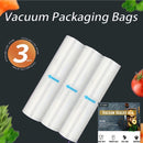 Bolsas de sellado al vacío de 3 paquetes para almacenamiento de alimentos, recipiente de plástico de un solo lado para verduras y frutas, no necesita electricidad, bolsas de conservación de frescura a prueba de fugas