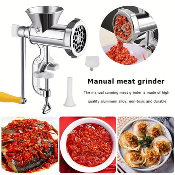 Máquina de picadora de carne para hogar comercial, metal, manual rotativa, sin carga, sin batería, para uso en cocina, equipo de procesamiento de alimentos profesional, picadora de carne para cocina.