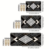 1 alfombra elegante negra y dorada con diseño geométrico, antideslizante, fácil de limpiar, lavable a máquina, de poliéster, para sala, dormitorio, cocina, oficina o baño, decoración rectangular para el hogar, alfombra de baño | Patrón geométrico | Alfom