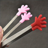 Pinzas pequeñas de acero inoxidable con agarre de silicona, clips antideslizantes para hielo, mini pinzas para alimentos, pinzas para barbacoa