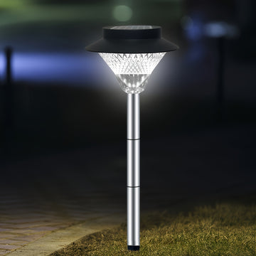 1 pieza de luz solar para exteriores de césped, forma de sombrero, luz de paisaje, acero inoxidable, cálido/blanco 39LED, luz de jardín, luz decorativa solar, adecuada para patio, jardín, patio, sendero, luces de pared, luces de columna, decoración de pa