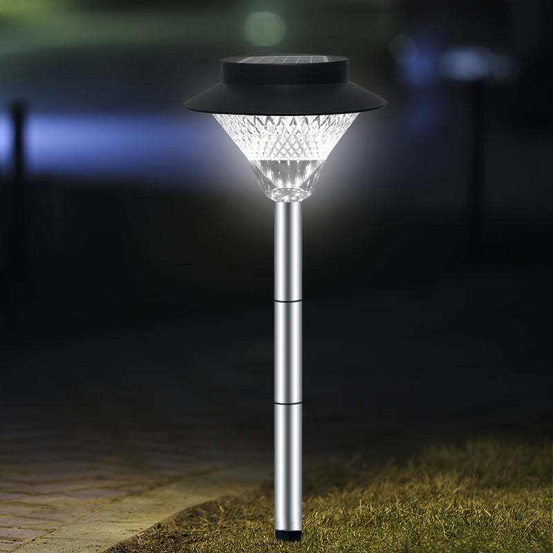 1 pieza de luz solar para exteriores de césped, forma de sombrero, luz de paisaje, acero inoxidable, cálido/blanco 39LED, luz de jardín, luz decorativa solar, adecuada para patio, jardín, patio, sendero, luces de pared, luces de columna, decoración de pa