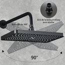 1pc Cabezal de Ducha de Alta Presión, Diseño Rectangular Negro Elegante, Montado en la Pared, Flujo de Agua Ajustable, Ideal para Baños Modernos, Ducha de Alta Presión|Accesorio de Baño Elegante|Acabado Estético