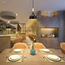 Lámpara colgante moderna de metal negro con domo de madera - Altura ajustable, montaje semiempotrado, candelabro desmontable para isla de cocina, comedor, pasillo, vestíbulo, dormitorio - No incluye bombilla, iluminación de cocina | Acabado metálico eleg