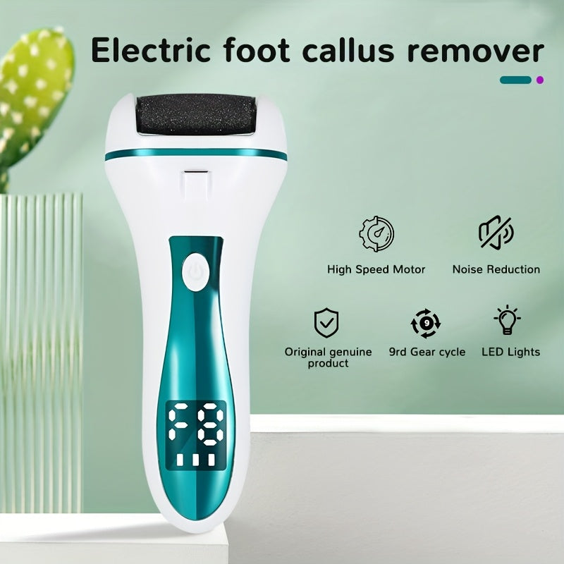 Exfoliador y Eliminador de Piel Muerta Eléctrico para Pies - Funciona con USB, Pantalla LCD, Sin Cables - Herramienta Hipoalergénica para Pedicura en Casa o Salón, Ideal para Pies Ásperos, Talones Agrietados e Uñas Encarnadas - Dispositivo Ergonómico par