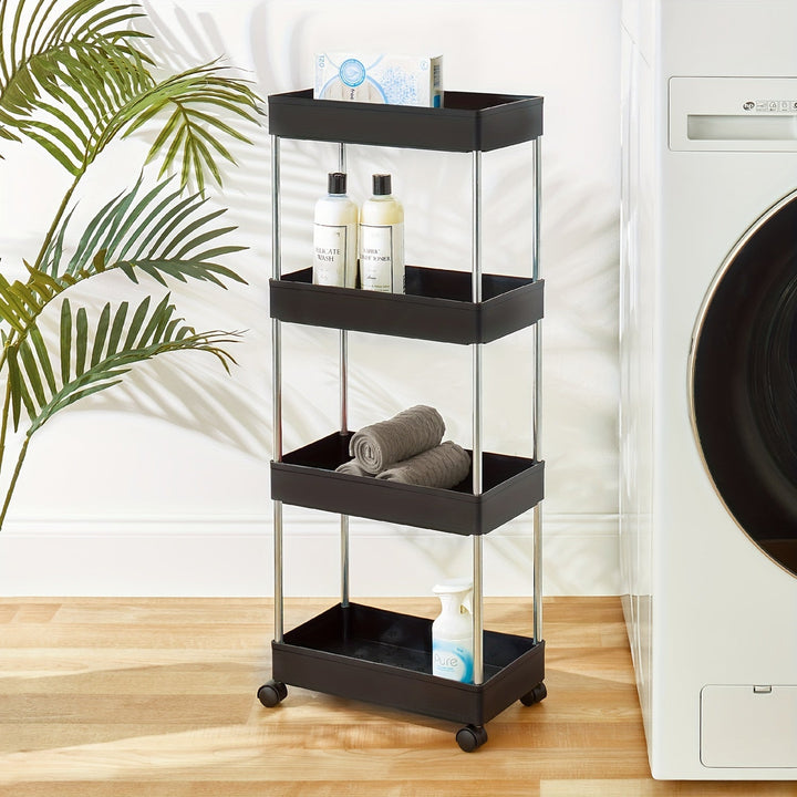 1 unidad de estante de almacenamiento de múltiples capas de 3 niveles / 4 niveles, carrito de utilidad para el hogar, caja y estante organizador de bocadillos, organizador de baño con ruedas, estante de especias de cocina, organización y almacenamiento p