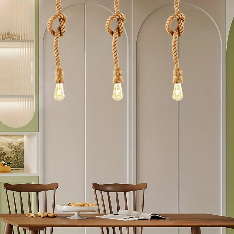 1 lámpara colgante de estilo tropical rústico tejida a mano, base E27, para comedor, barra de cocina o mesa de isla, iluminación de dormitorio (sin bombilla)