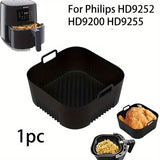 1/2 piezas de bandeja de hornear de silicona para freidora de aire, compatible con modelos Philips HD9252, HD9200 y HD9255, superficie antiadherente para limpieza fácil en freidora de aire, horno y microondas.