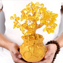 1pc Árbol de Dinero de Cristal Dorado Hecho a Mano en Maceta Intrincada - Decoración Atrayente de Prosperidad y Riqueza, No Necesita Energía, Independiente con Hojas Detalladas para Hogar y Oficina