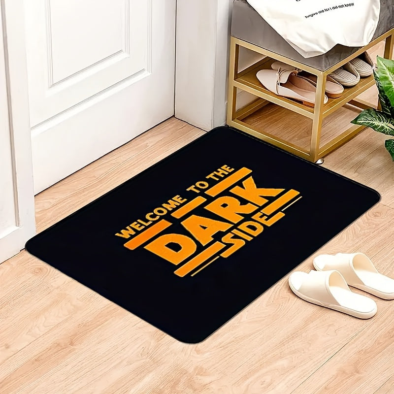 Tapete de bienvenida "Bienvenido al Lado Oscuro" - Antideslizante, lavable a máquina, de poliéster para áreas de alto tráfico, decoración interior/exterior, fácil de limpiar, 1 unidad