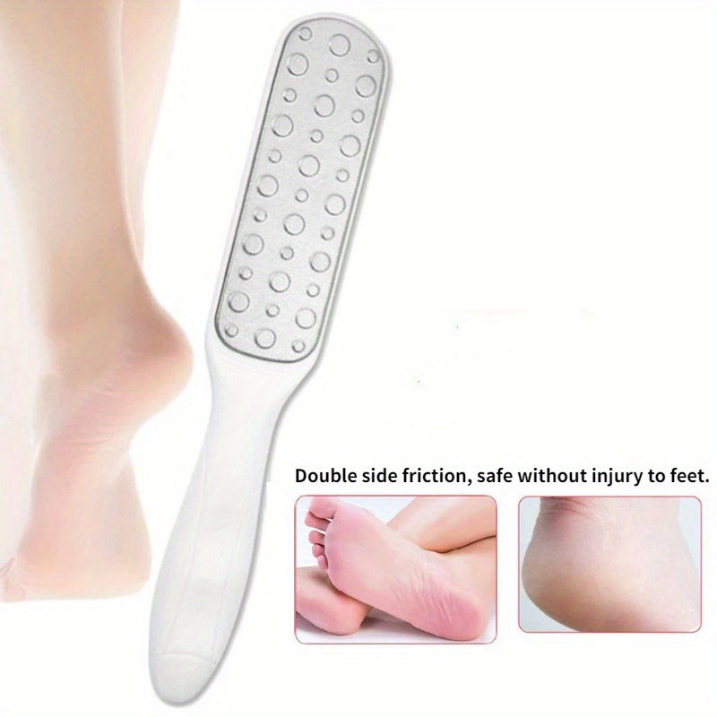 4 piezas de limpiador de pies de doble acción y raspadores - Herramienta exfoliante ergonómica de doble punta para pies muertos claros beige y pies rotos - Cuidado personal manual sin batería (plástico duradero), eliminador de pies, cuidado exfoliante de