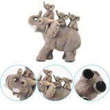 3 pequeños elefantes montados en una estatua de elefante, adorno animal, adecuado para sala de estar, escritorio, estantería de libros, decoración del hogar.