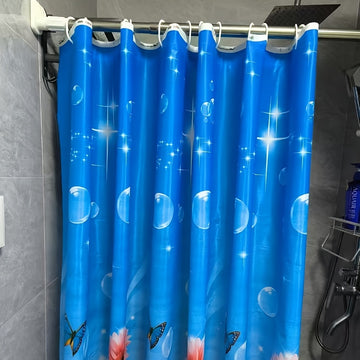 Cortina de Ducha de Baño PEVA, Impermeable, Anti-manchas, Sin Necesidad de Perforar, 12 Ganchos para Cortina de Ducha Gratis