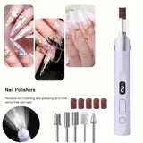 FEIYBA Taladro de Uñas Profesional sin varillas con Pantalla Digital - Máquina Portátil Recargable USB, Motor Brushless 20000 RPM, Incluye Accesorios y Cepillos de Limpieza para Hogar y Salón, Herramienta de Cuidado Personal, Diseño Elegante y Ligero, Pl