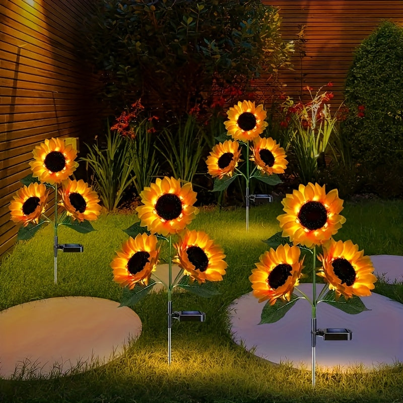 Luces solares de jardín con forma de girasol y luces LED para paisajes en patios, jardines y céspedes