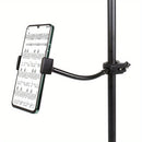 Soporte Ajustable para Teléfono en Soportes de Micrófono - ABS Duradero y Aleación de Aluminio, Rotación 360°, Montaje Sin Herramientas, Portátil Manos Libres para Smartphones (), Adaptador de Clip para Microphone, Accesorios de Actuación, Sujeción Segur