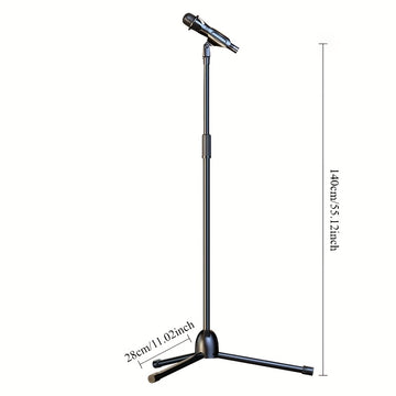 Soporte de micrófono ajustable profesional con sujeción de pinza - Soporte trípode de hierro duradero para transmisión en vivo, grabación, canto, actuaciones en escena - Uso interior/exterior, pies de goma antideslizantes, portátil y resistente, equipo d