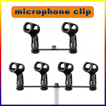 Soporte de micrófono dual o cuádruple con soporte ajustable T-Bar, soporte de micrófono de grabación dual o cuádruple con soporte ajustable T-Bar, material ABS, sostiene 1-4 micrófonos, diseño ahorrador de espacio para grabación en estudio o hogar, confi