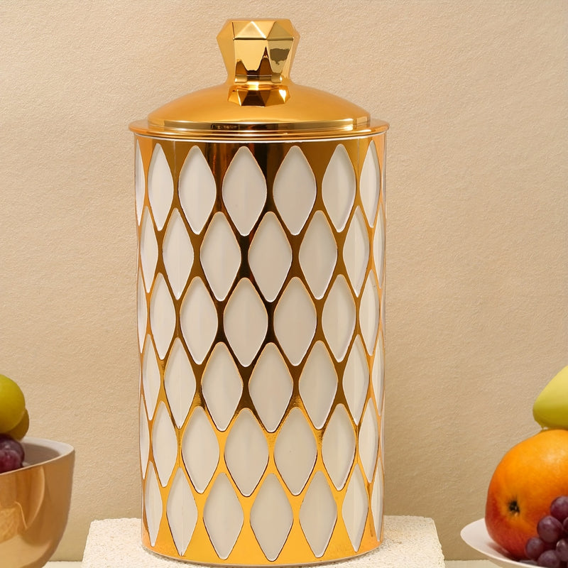 Jarras de Almacenamiento con Borde Blanco y Tapa, Juego de 3 Piezas para Cocina - Frascos Herméticos Antihumedad para Café, Dátiles, Nueces, Té y Especias, Decoración Medio Oriente, Organizador Moderno para Frutas y Snacks