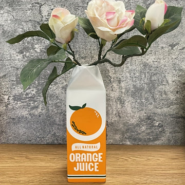 1 pieza de jarrón de jugo de naranja vintage - Cerámica decorativa con diseño de rodaja de naranja realista, estilo bohemio para hogar/coche/escritorio, no necesita batería, jarrones decorativos para el hogar.