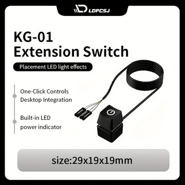 LDPCSJ Cable de Extensión Azul LED 1.8m para Encendido/Apagado de Placa Base PC, Interruptor Externo para Escritorio en Casa u Oficina