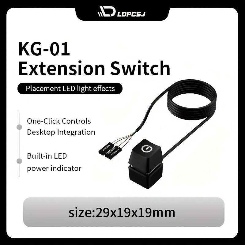 LDPCSJ Cable de Extensión Azul LED 1.8m para Encendido/Apagado de Placa Base PC, Interruptor Externo para Escritorio en Casa u Oficina
