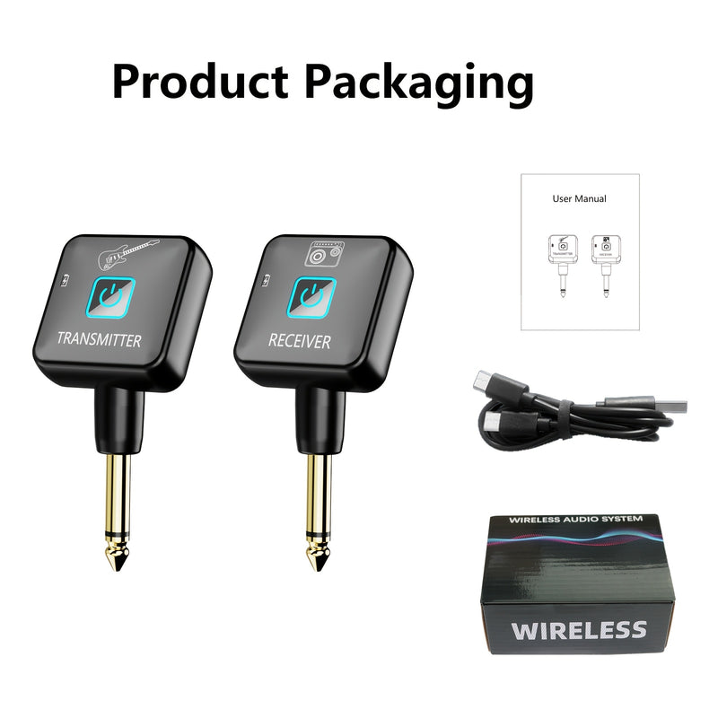 Sistema de guitarra inalámbrico 2.4GHz Transmisor y receptor de guitarra inalámbrico 4 canales de señal, adecuado para instrumentos electrónicos de guitarra y bajo