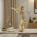 Estatuilla de Ángel Elegante - Escultura de Niña Ángel Hermosa - Adorno Europeo en Resina para Decoración del Hogar y Oficina, Ideal para Sala, Estudio, Día de San Valentín, Ceremonia de Graduación, Navidad, Regalo Perfecto, Figurinas Coleccionables