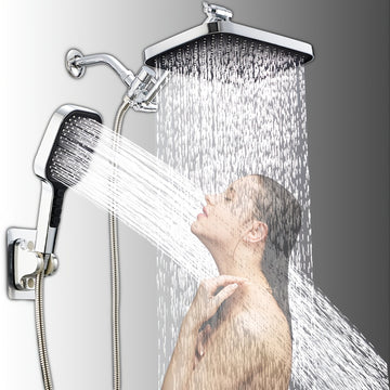 1 conjunto de cabezal de ducha de lluvia, 28cm de alto presión, con brazo de extensión ajustable de 27,5cm y 7 configuraciones, cabezal de ducha de mano con rociador, accesorios para baño, conjunto completo de accesorios para baño.