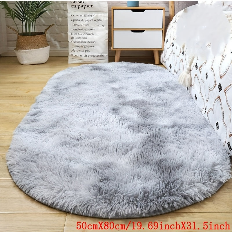 1 alfombra semirredonda tie-dye peluda de lujo, antideslizante, lavable a máquina, 100% poliéster, cojín para piso, decoración suave y mullida para dormitorio, sala, entrada, balcón y alféizar