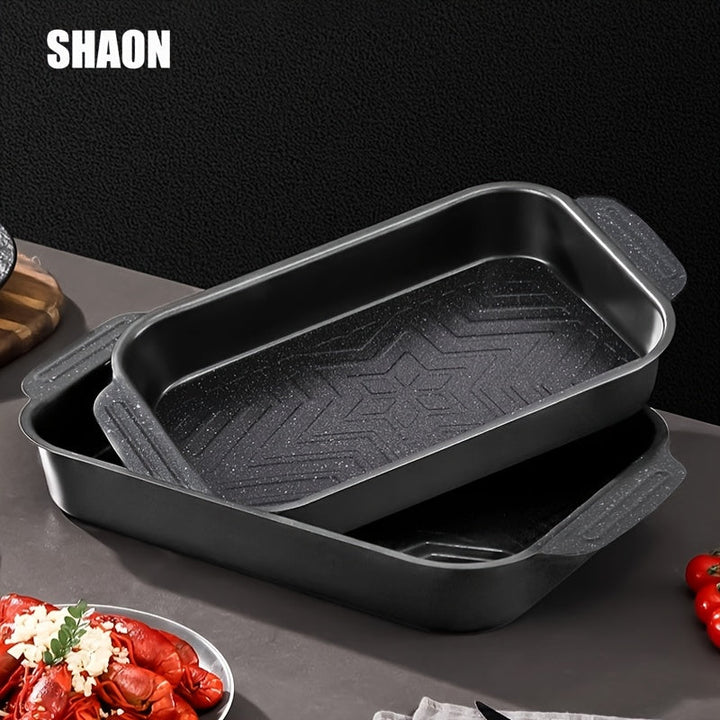 SHAON 1 sartén de acero inoxidable para pescado, bandeja rectangular para horno, bandeja para cocina de inducción doméstica, bandeja antiadherente, apta para hornear y barbacoa