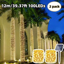 2 piezas de luces solares LED en cadena, 50/100/200/300 LED, 8 modos de iluminación, ideal para jardín, patio y celebraciones al aire libre, con control de sensor de luz, luces de jardín, luces en cadena
