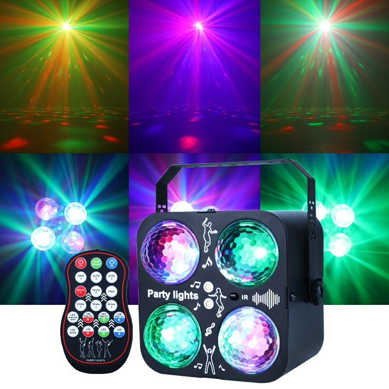 1PC Bola mágica de luz disco RGB con carcasa metálica, karaoke estroboscópico controlado por voz para DJ, entretenimiento interior, adecuada para iluminación de escenario, decoración de Navidad y regreso a clases [con control remoto, sin batería]