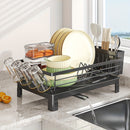 1 pieza de escurridor de platos para cocina: escurridor de platos con escurridero y soporte de utensilios extraíble para fregadero, color negro