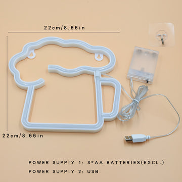 Letrero de cerveza LED con USB y batería, ideal para bares en casa, garajes, patios y cuevas de hombre, decoración de pared vibrante, regalo perfecto para novios