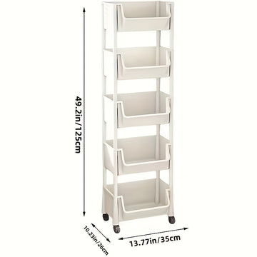Librero móvil de 4/5 pisos, montaje japonés, estantería simple, estante para especias, estantería de oficina, carrito de oficina, carrito de almacenamiento para sala de estar familiar y estudiantil