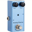 Efecto de coro de guitarra analógico, pedal de aluminio, conmutación de verdadero bypass, alimentado por USB, DC 9V, con cable de aumento de 5V a 9V USB, control de botón, azul claro para guitarra