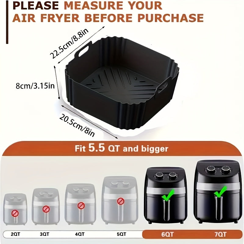 2 unidades de forros de silicona para freidora de aire de 22,35 cm para freidoras de aire de 5,5 a 7 QT, resistentes al calor y fáciles de limpiar, sartenes de silicona para freidora de aire Ninja AF181, AF180, AF141, AF140, Philips HD9270, adecuados par