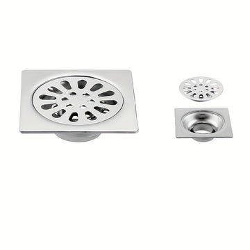 Desagüe de Piso Cuadrado de Acero Inoxidable con Control de Olores - Atrapapelos Multifuncional para Ducha, Accesorio Esencial para el Baño