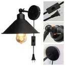Lámpara de pared industrial rústica con base E26, montaje semiempotrado, 60W, bombilla no incluida, adecuada para sala de estar o dormitorio, enchufe de EE. UU.