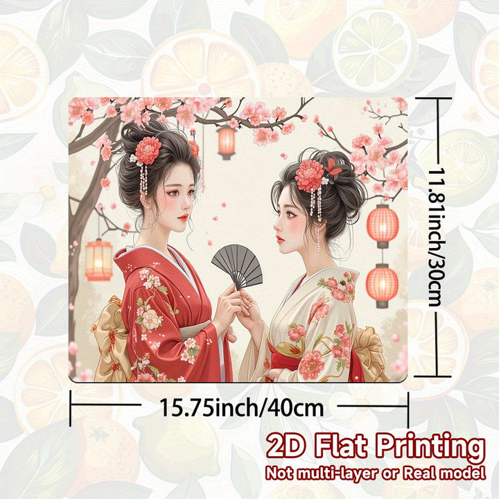1pc Alfombra de Cocina Japonesa - Diseño Tradicional Geisha y Farolillo, Protector para Estufas, Tapete Lavadora/Secadora, Base Decorativa para Encimera - Fácil de Limpiar, Compatible con Placas Eléctricas y de Gas, Cubierta para Superficies de Electrodo