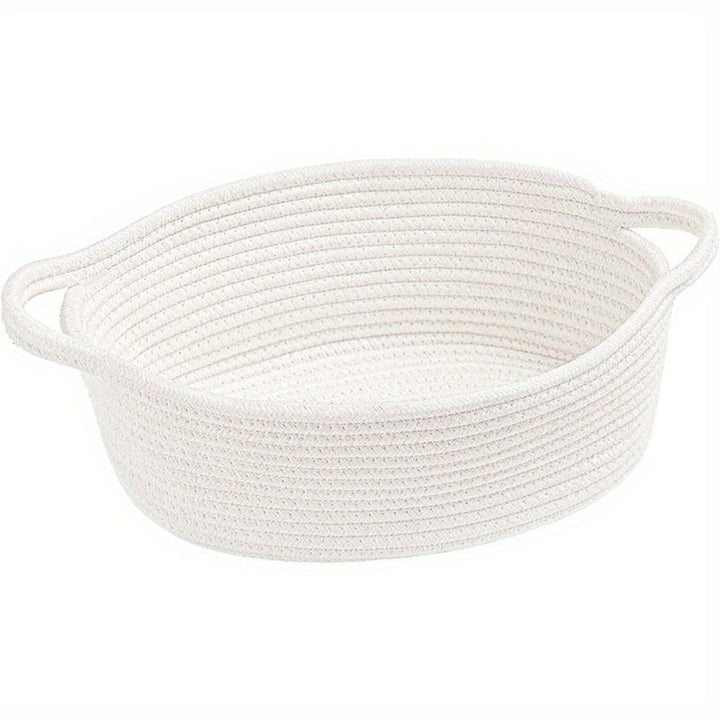 Canasta de Almacenamiento Tejida a Mano con Cuerda de Algodón de Amazon - Organizador Moderno de Gran Capacidad para Juguetes, Mantas, Ropa Sucia - Canasta Decorativa Blanca Personalizable DIY, Diseño Robusto con Asas