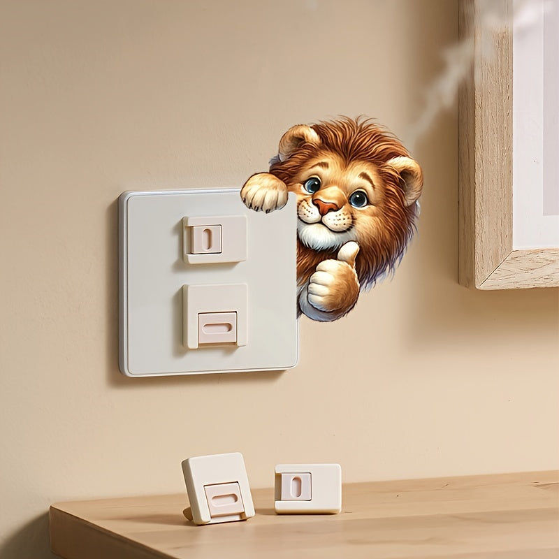 1pc Animal Print Cute Little Lion Toilet Lid Decal - Autoadhesivo Superficie Cerámica Pegatina, Semi-Brillante Cuadrado Interruptor Embellecimiento para Decoración del Hogar, Uso Único