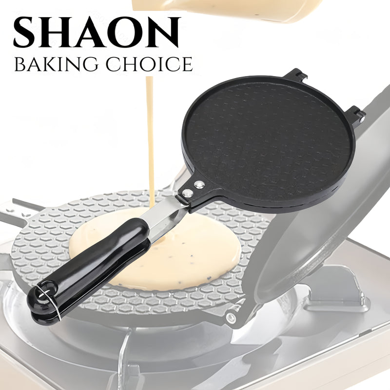 SHAON 1pc Sartén para Waffles de Mango Largo Antiadherente - Resistente a Arañazos y Óxido, Ideal para Cones de Helado DIY, Gofres, Pasteles - Fácil de Limpiar, Adecuado para Cocinas Domésticas y Comerciales, Equipo de Cocina Moderno, Superficie Easyclea