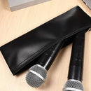 Bolsa de almacenamiento de micrófono de cuero sintético negro con cremallera - Estuche protector de choque para micrófonos inalámbricos y con cable, diseño compacto para un fácil transporte, estuche de almacenamiento de micrófono, cierre de cremallera se